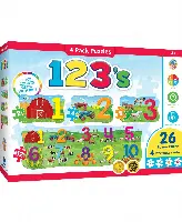 MasterPieces Puzzles Educational 26 Piece Jigsaw Puzzles for Kids - 123 on the Farm 4-Pack of Puzzles - 22.5"x8"