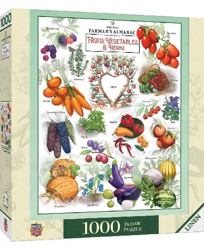 MasterPieces Almanac Farmers Jigsaw Puzzle - Fruits Vegetables & Berries - 1000 Piece - Image 1