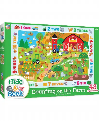 MasterPieces Puzzles Nature Puzzle - Hide & Seek 48 Piece Jigsaw Puzzle for Kids - Counting on the Farm - 19"x14" - Image 1