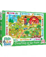 MasterPieces Puzzles Nature Puzzle - Hide & Seek 48 Piece Jigsaw Puzzle for Kids - Counting on the Farm - 19"x14"
