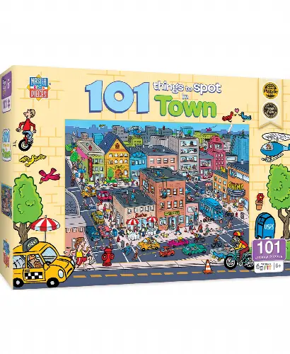 MasterPieces Puzzles 100 Piece Family Jigsaw Puzzle for Kids - 101 Things to Spot In Town - 14"x19" - Image 1