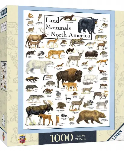 MasterPieces Poster Art Jigsaw Puzzle - Land Mammals of North America - 1000 Piece - Image 1