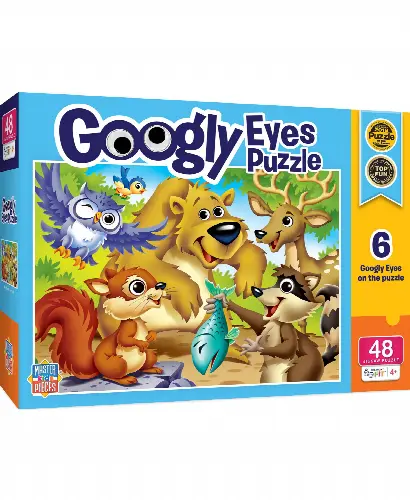 MasterPieces Funny Puzzle - Googly Eyes 48 Piece Jigsaw Puzzle for Kids - Woodland Animals - 14"x19" - Image 1
