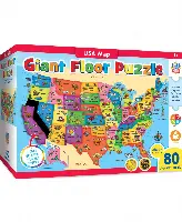 MasterPieces Puzzles Floor Puzzle - Jumbo Size 80 Piece Jigsaw Puzzle for Kids - USA Map Shaped Puzzle - 3ftx2ft