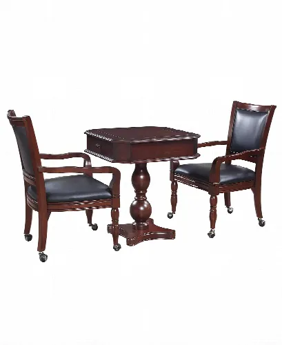 Hathaway Fortress 3 in 1 Mahogany Chess Game Table w/ Chairs - Image 1