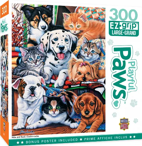 MasterPieces Playful Paws Jigsaw Puzzle - Hide and Seek - 300 Piece - Image 1