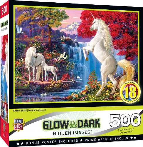 MasterPieces Hidden Images Glow in the Dark Jigsaw Puzzle - Dream World - 500 Piece - Image 1