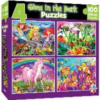 MasterPieces 4-Pack Glow in the Dark (Purple) Jigsaw Puzzle - 100 Piece