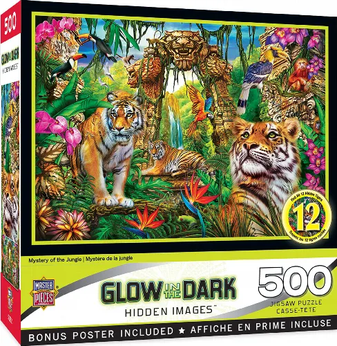 MasterPieces Hidden Image Glow Hidden Images Glow In The Dark Jigsaw Puzzle - Mystery of the Jungle - 500 Piece - Image 1