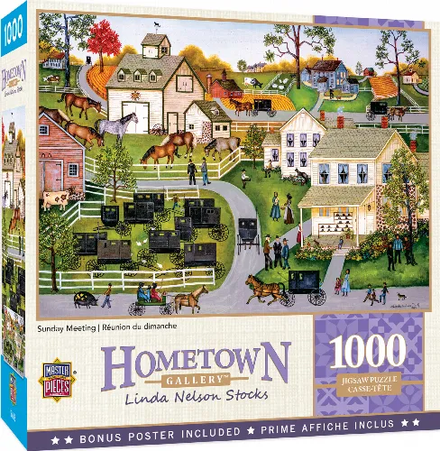 MasterPieces Hometown Gallery Jigsaw Puzzle - Sunday Meeting - 1000 Piece - Image 1