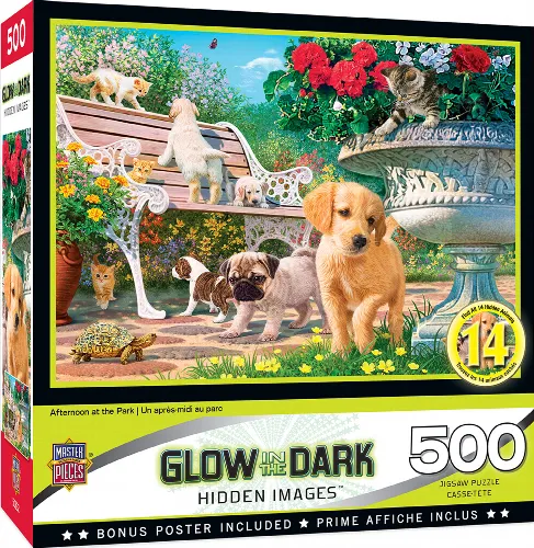 MasterPieces Hidden Images Glow in the Dark Jigsaw Puzzle - Afternoon at the Park - 500 Piece - Image 1