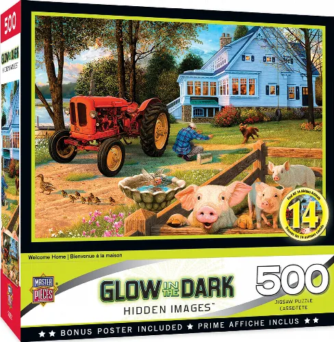 MasterPieces Hidden Images Glow in the Dark Jigsaw Puzzle - Welcome Home - 500 Piece - Image 1