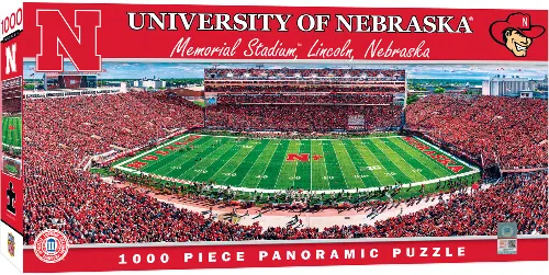 MasterPieces Stadium Panoramic Jigsaw Puzzle - Nebraska Cornhuskers NCAA Sports - Center View - 1000 Piece - Image 1