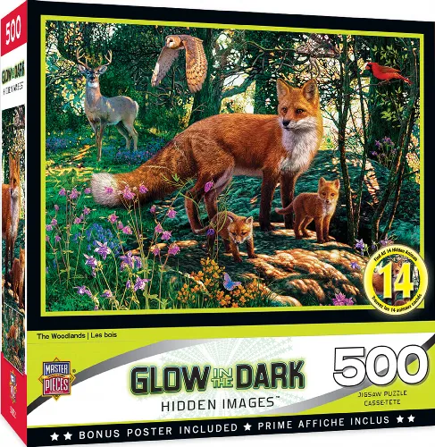 MasterPieces Hidden Images Glow in the Dark Jigsaw Puzzle - The Woodlands - 500 Piece - Image 1