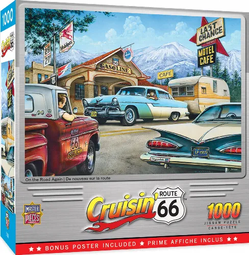 MasterPieces Cruisin' Route 66 Jigsaw Puzzle - On the Road Again - 1000 Piece - Image 1