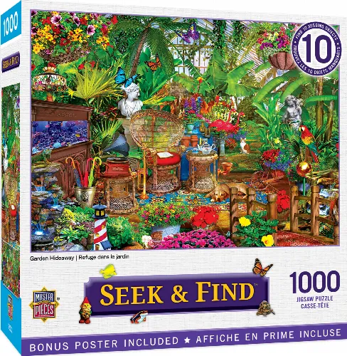 MasterPieces Seek & Find Jigsaw Puzzle - Garden Hideaway - 1000 Piece - Image 1
