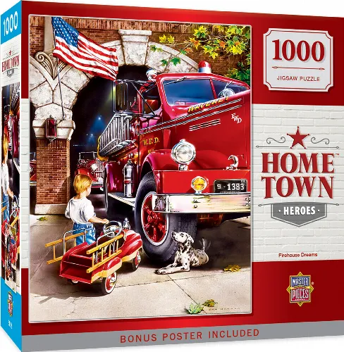 MasterPieces Hometown Heroes Jigsaw Puzzle - Firehouse Dreams - 1000 Piece - Image 1