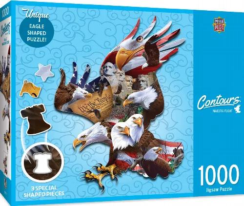 MasterPieces Contours Shaped Jigsaw Puzzle - Majestic Flight - 1000 Piece - Image 1