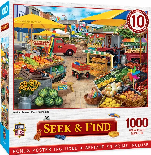 MasterPieces Seek & Find Jigsaw Puzzle - Market Square - 1000 Piece - Image 1