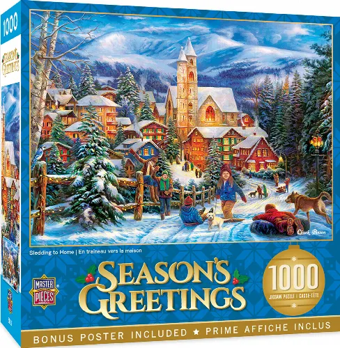 MasterPieces Holiday Christmas Jigsaw Puzzle - Sledding to Home - 1000 Piece - Image 1