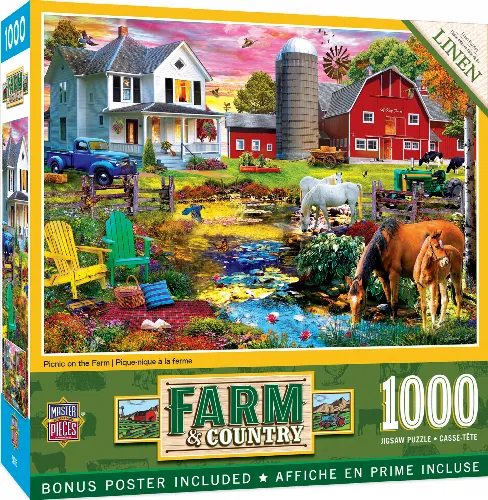 MasterPieces Farm & Country Jigsaw Puzzle - Picnic on the Farm - 1000 Piece - Image 1