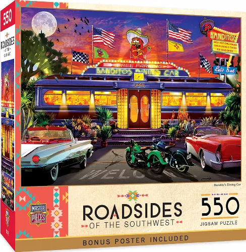 MasterPieces Roadsides of the Southwest Jigsaw Puzzle - Bandito's Dining Car - 550 Piece - Image 1