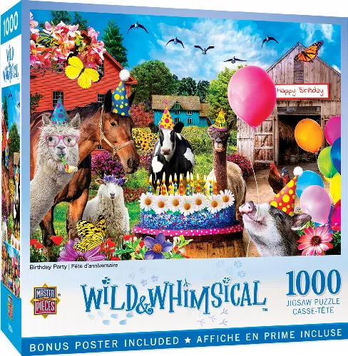 MasterPieces Wild & Whimsical Jigsaw Puzzle - Birthday Party - 1000 Piece - Image 1