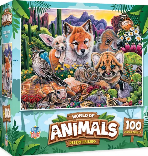 MasterPieces World of Animals Jigsaw Puzzle - Desert Friends Kids - 100 Piece - Image 1