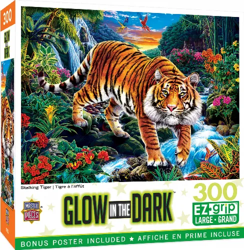 MasterPieces Glow in the Dark Jigsaw Puzzle - Stalking Tiger - 300 Piece - Image 1