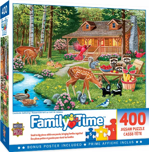 MasterPieces Family Time Jigsaw Puzzle - Creekside Gathering - 400 Piece - Image 1