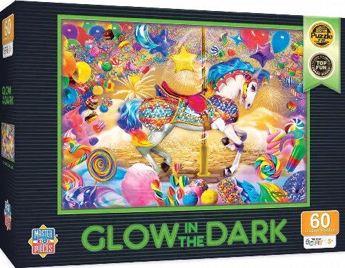 MasterPieces Glow in the Dark Jigsaw Puzzle - Carousel Dreams Kids - 60 Piece - Image 1