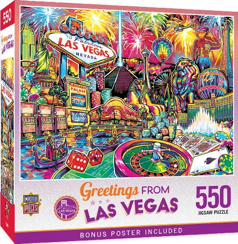MasterPieces Greetings From Jigsaw Puzzle - Las Vegas - 550 Piece - Image 1