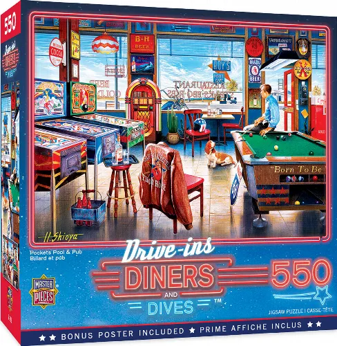 MasterPieces Drive-Ins, Diners and Dives Drive-Ins, Diners & Dives - Pockets Pool & Pub - 550 Piece - Image 1