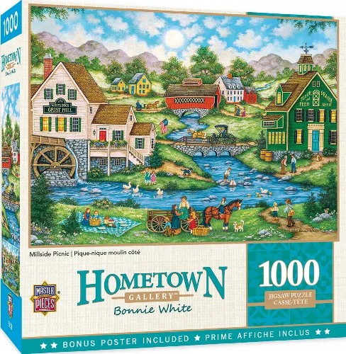 MasterPieces Hometown Gallery Jigsaw Puzzle - Millside Picnic - 1000 Piece - Image 1