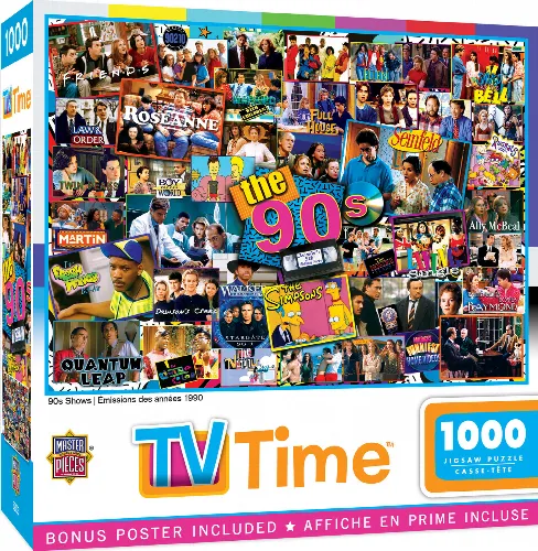 MasterPieces TV Time Jigsaw Puzzle - 90's Shows - 1000 Piece - Image 1