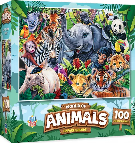MasterPieces World of Animals Jigsaw Puzzle - Safari Friends Kids - 100 Piece - Image 1