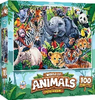 MasterPieces World of Animals Jigsaw Puzzle - Safari Friends Kids - 100 Piece