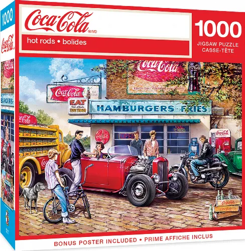 MasterPieces Coca-Cola Jigsaw Puzzle - Hot Rods - 1000 Piece - Image 1