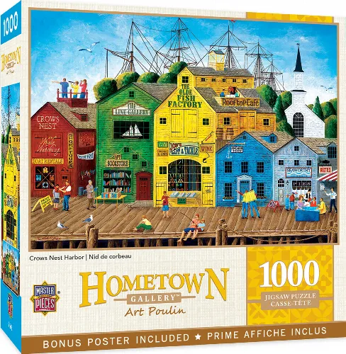 MasterPieces Hometown Gallery Jigsaw Puzzle - Crows Nest Harbor By Art Poulin - 1000 Piece - Image 1