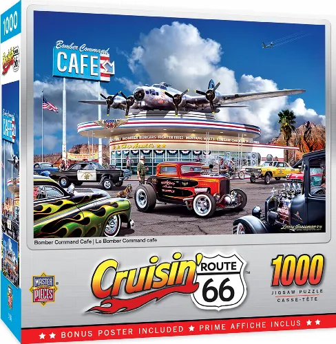 MasterPieces Cruisin' Route 66 Bomber Command Cafe Jigsaw Puzzle - 1000 Piece - Image 1