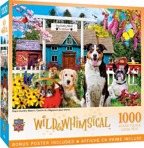 MasterPieces Wild & Whimsical Jigsaw Puzzle - Dog's Country Resort - 1000 Piece - Image 1