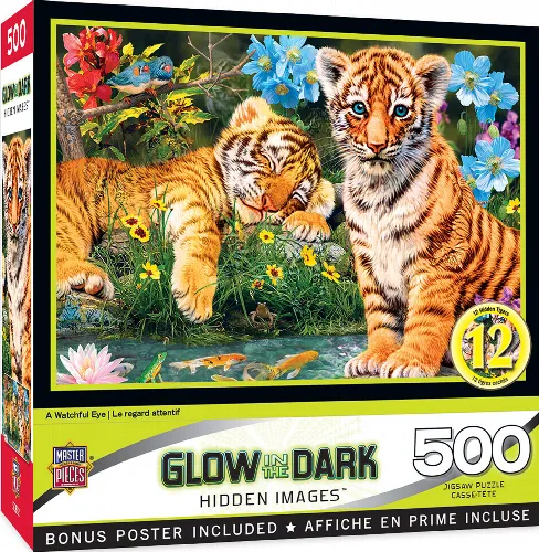 MasterPieces Hidden Image Glow Hidden Images Jigsaw Puzzle - A Watchful Eye - 500 Piece - Image 1