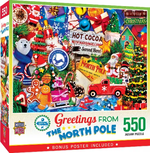 MasterPieces Greetings From Jigsaw Puzzle - North Pole - 550 Piece - Image 1