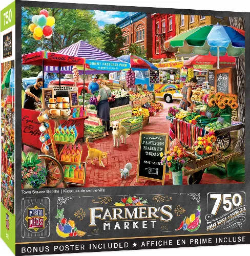 MasterPieces Farmer's Market Jigsaw Puzzle - Town Square Booths - 750 Piece - Image 1