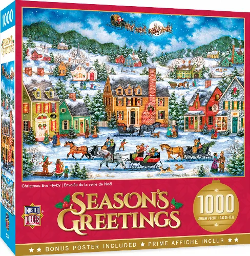 MasterPieces Holiday 1000 Piece Puzzles Holiday Jigsaw Puzzle - Christmas Eve Fly By - 1000 Piece - Image 1