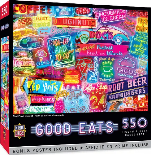 MasterPieces Good Eats Jigsaw Puzzle - Fast Food Craving - 550 Piece - Image 1
