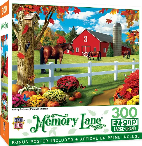 MasterPieces Memory Lane Jigsaw Puzzle - Rolling Pastures By Alan Giana - 300 Piece - Image 1