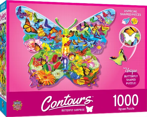 MasterPieces Contours Shaped Jigsaw Puzzle - Butterfly Shape - 1000 Piece - Image 1