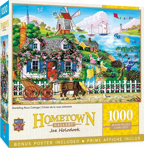 MasterPieces Hometown Gallery Jigsaw Puzzle - Rambling Rose Cottage - 1000 Piece - Image 1