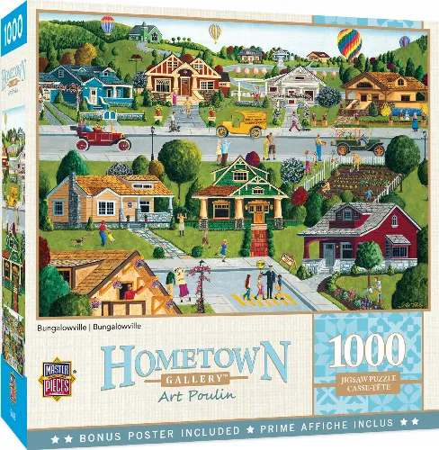 MasterPieces Hometown Gallery Jigsaw Puzzle - Bungalowville By Art Poulin - 1000 Piece - Image 1